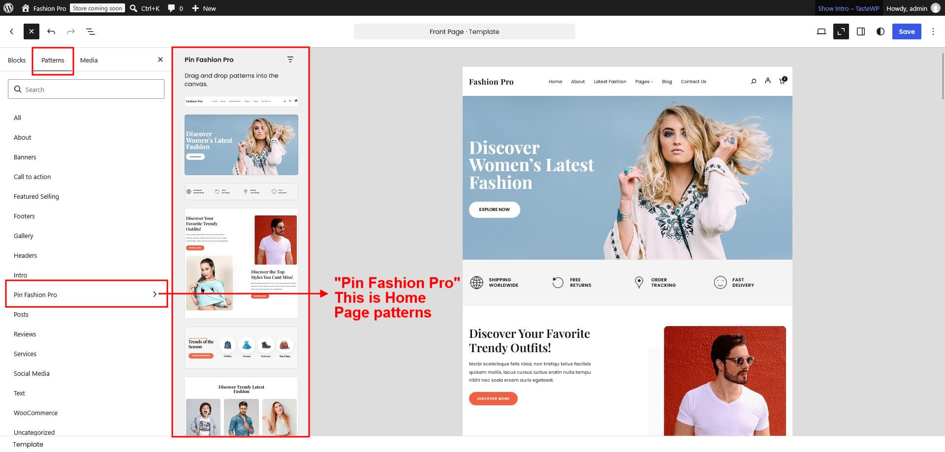 Theme home patterns