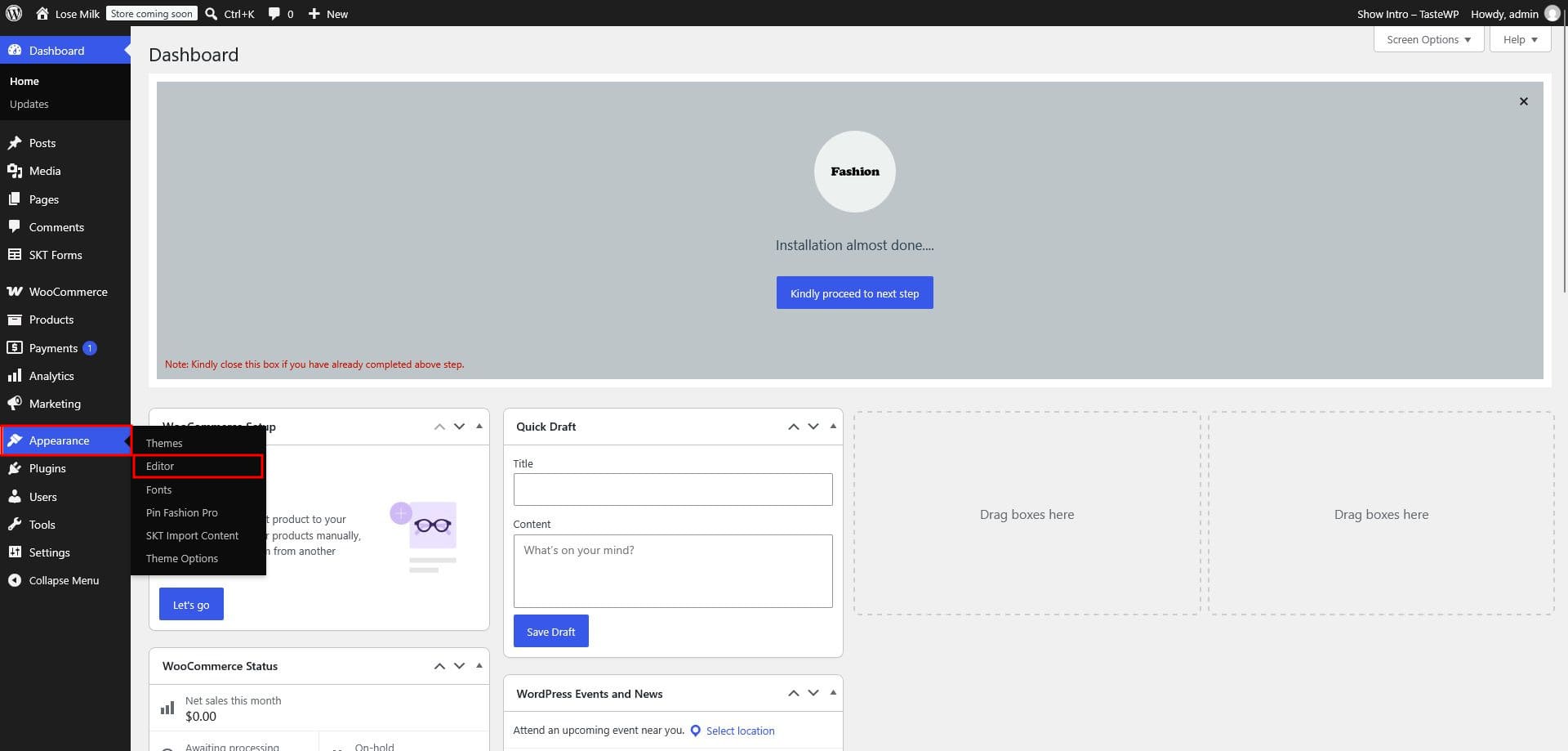 Site editor
